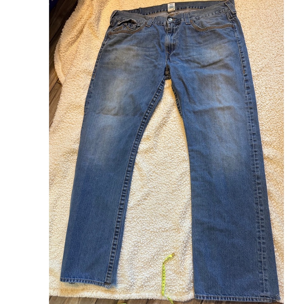 True Religion Mens Straight Leg Jeans Blue Denim Made in USA Size‎ 42x32